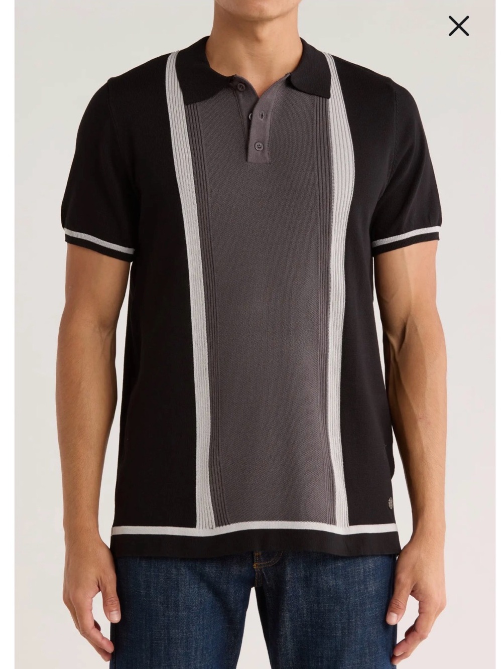 TR Premium Men’s Tailored Recreation Knit sweater Polo Black Grey XL